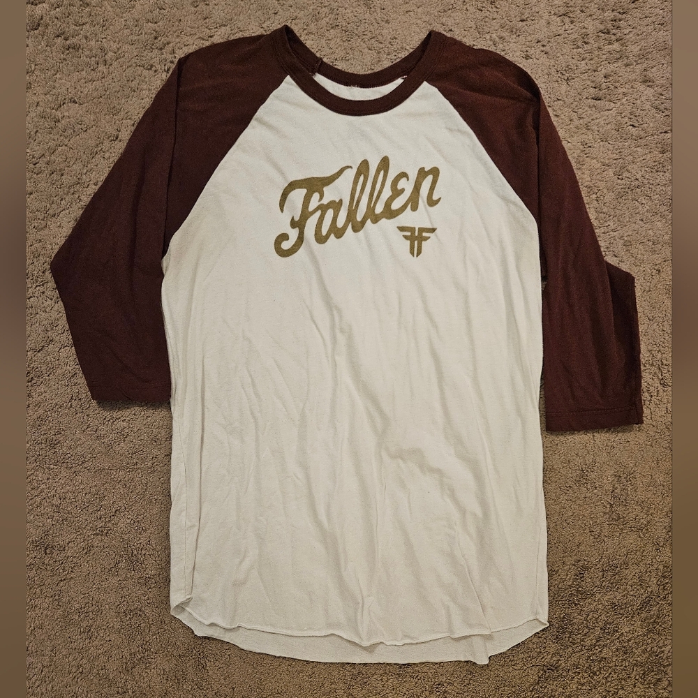 Fallen Men's Baseball Tee - White and Maroon